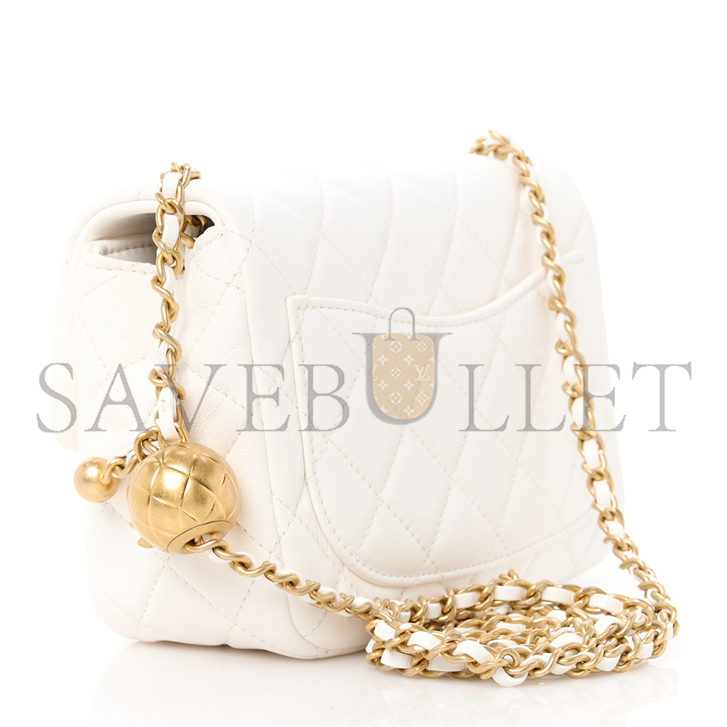 ch*el master G01den ball flap bag fatty square white (18*13*7cm)